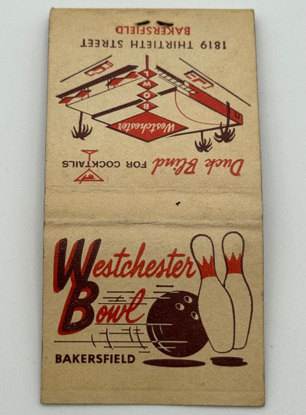 "Westchester Bowl" Bakersfield, CA Vintage Feature Matchbook