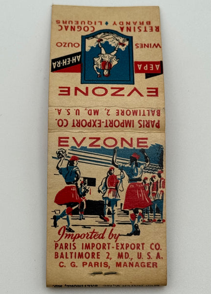 "Paris Import-Export Co./ Evzone" Vintage Feature Matchbook