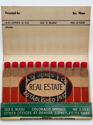 "A. D. Jones & Co." Vintage Feature Matchbook