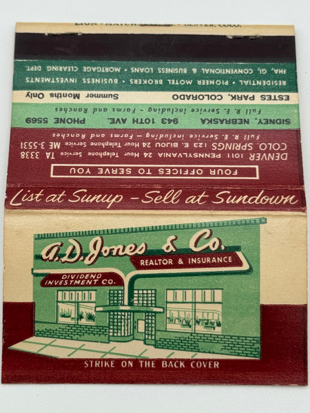 "A. D. Jones & Co." Vintage Feature Matchbook