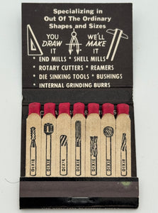 "Lear Siegler, Inc./ Dixie Tools" Bridgeport, MI Vintage Feature Matchbook