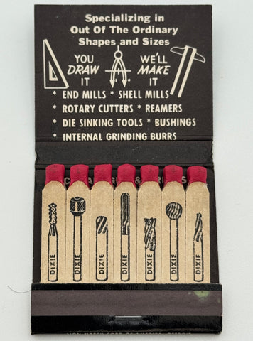 "Lear Siegler, Inc./ Dixie Tools" Bridgeport, MI Vintage Feature Matchbook