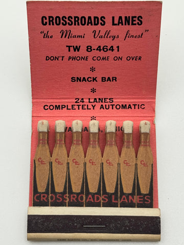 "Crossroads Lanes" Vintage Feature Matchbook