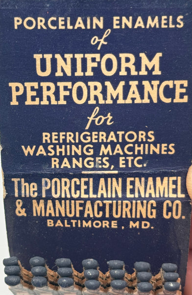 "The Porcelain Enamel & Manufacturing Co." Vintage Feature Matchbook