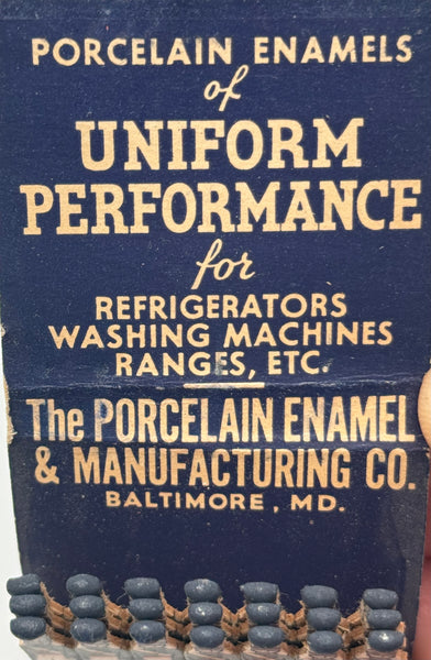 "The Porcelain Enamel & Manufacturing Co." Vintage Feature Matchbook