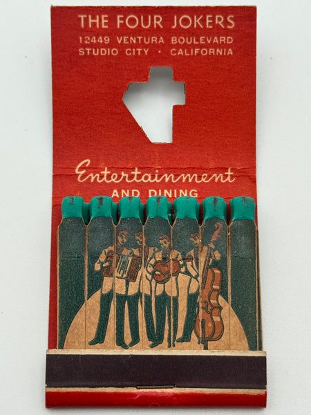 "The 4 Jokers" Los Angeles, CA Vintage Feature Matchbook with a Knot-Hole Cover! B