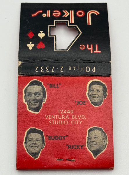 "The 4 Jokers" Studio City, CA Vintage Feature Matchbook w/ Knot Hole!