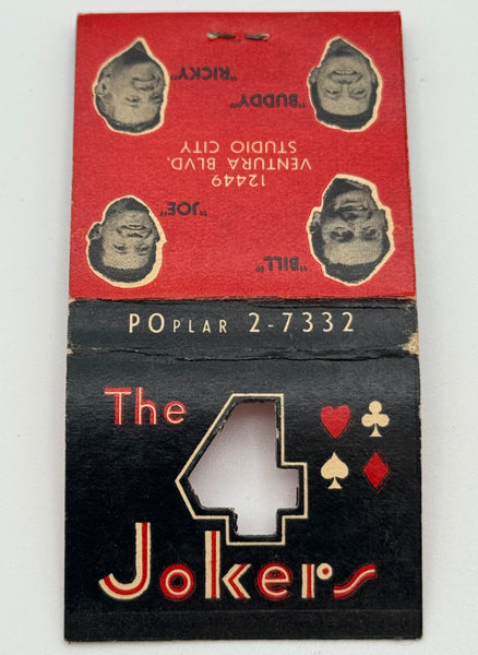 "The 4 Jokers" Studio City, CA Vintage Feature Matchbook w/ Knot Hole!