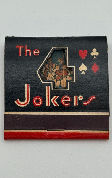 "The 4 Jokers" Studio City, CA Vintage Feature Matchbook w/ Knot Hole!