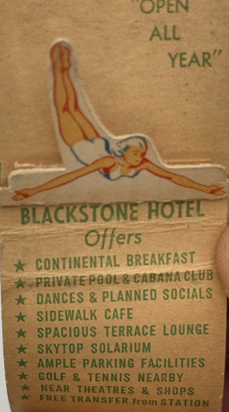 "Blackstone Hotel" Miami Beach, FL Vintage Feature Matchbook w/ a Pop-Up!