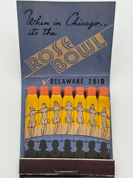 "Rose Bowl" Girlie Chicago, IL Vintage Feature Matchbook -B