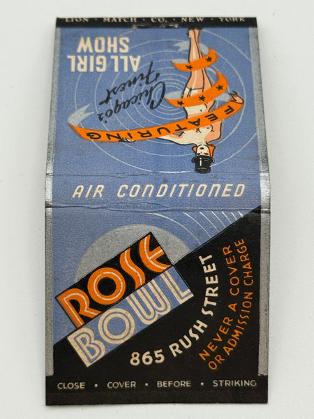 "Rose Bowl" Girlie Chicago, IL Vintage Feature Matchbook -B