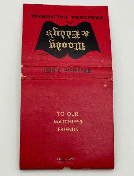 "Woody & Eddy’s" Pasadena, CA Vintage Feature Matchbook