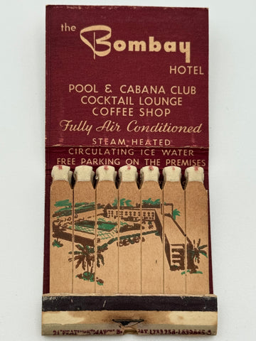 "The Bombay Hotel" Miami Beach, FL  Vintage Feature Matchbook