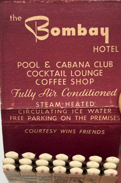 "The Bombay Hotel" Miami Beach, FL  Vintage Feature Matchbook