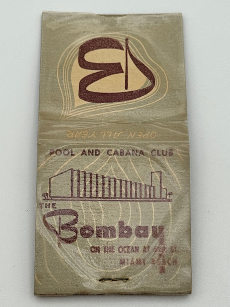 "The Bombay Hotel" Miami Beach, FL Vintage Feature Matchbook B