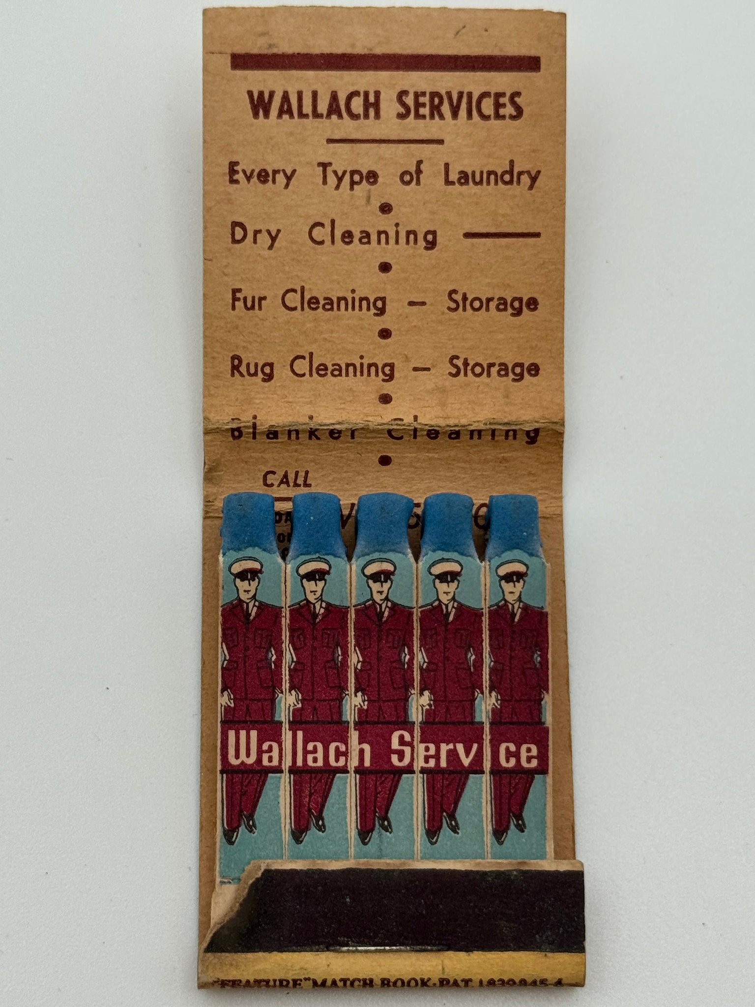 "Wallach Services/Laundry" New York City, NY Vintage Feature Matchbook