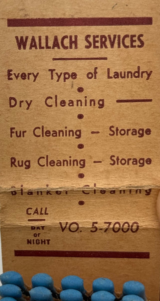 "Wallach Services/Laundry" New York City, NY Vintage Feature Matchbook