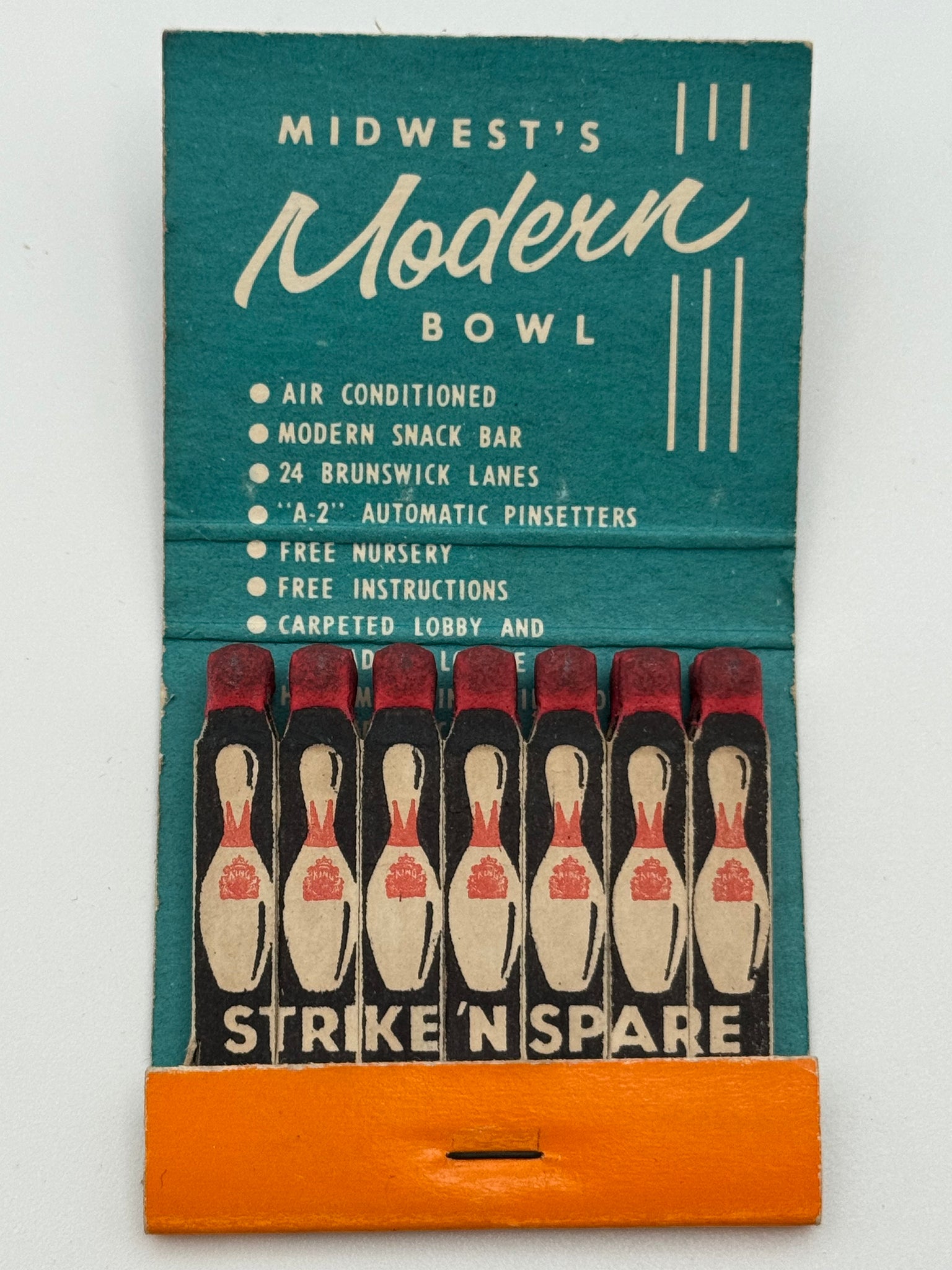 "Strike ‘n Spare Bowl" Independence, MO Vintage Feature Matchbook