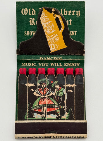"Old Heidelberg Restaurant" Hallandale, FL Vintage Feature Matchbook with a Pop-Up Display! -B