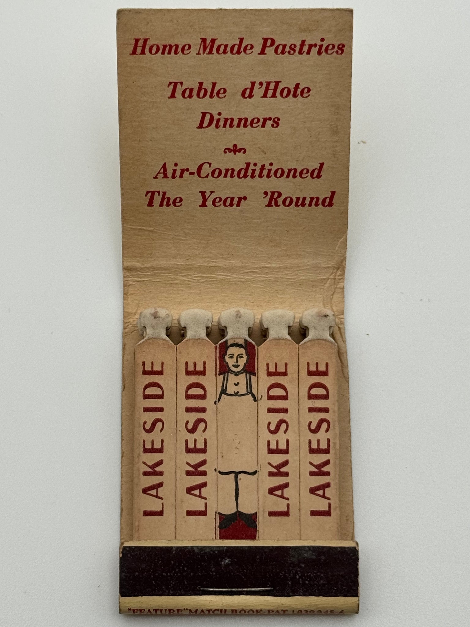 "Lakeside Restaurant" Vintage Feature Matchbook