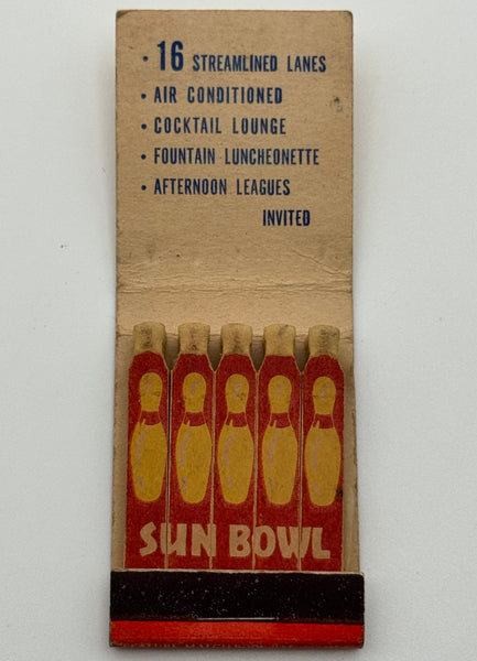 "Sun Bowl" Indiana Harbor, IN Vintage Feature Matchbook