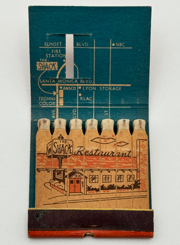 "The Shack Restaurant" Hollywood, CA Vintage Feature Matchbook w/ Knot Hole!