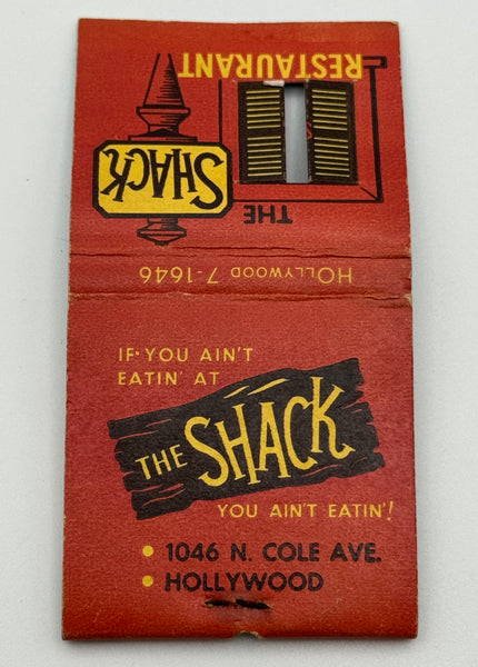 "The Shack Restaurant" Hollywood,CA Vintage Feature Matchbook with a Knot-Hole Cover!
