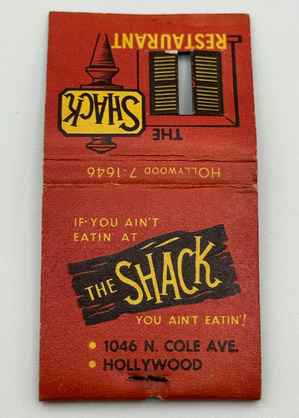 "The Shack Restaurant" Hollywood, CA Vintage Feature Matchbook w/ Knot Hole!