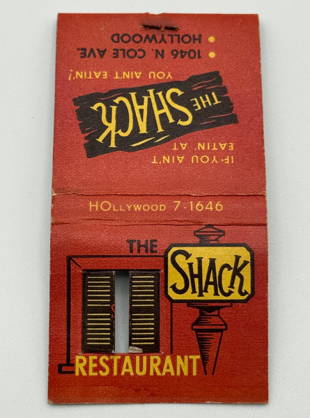 "The Shack Restaurant" Hollywood, CA Vintage Feature Matchbook w/ Knot Hole!