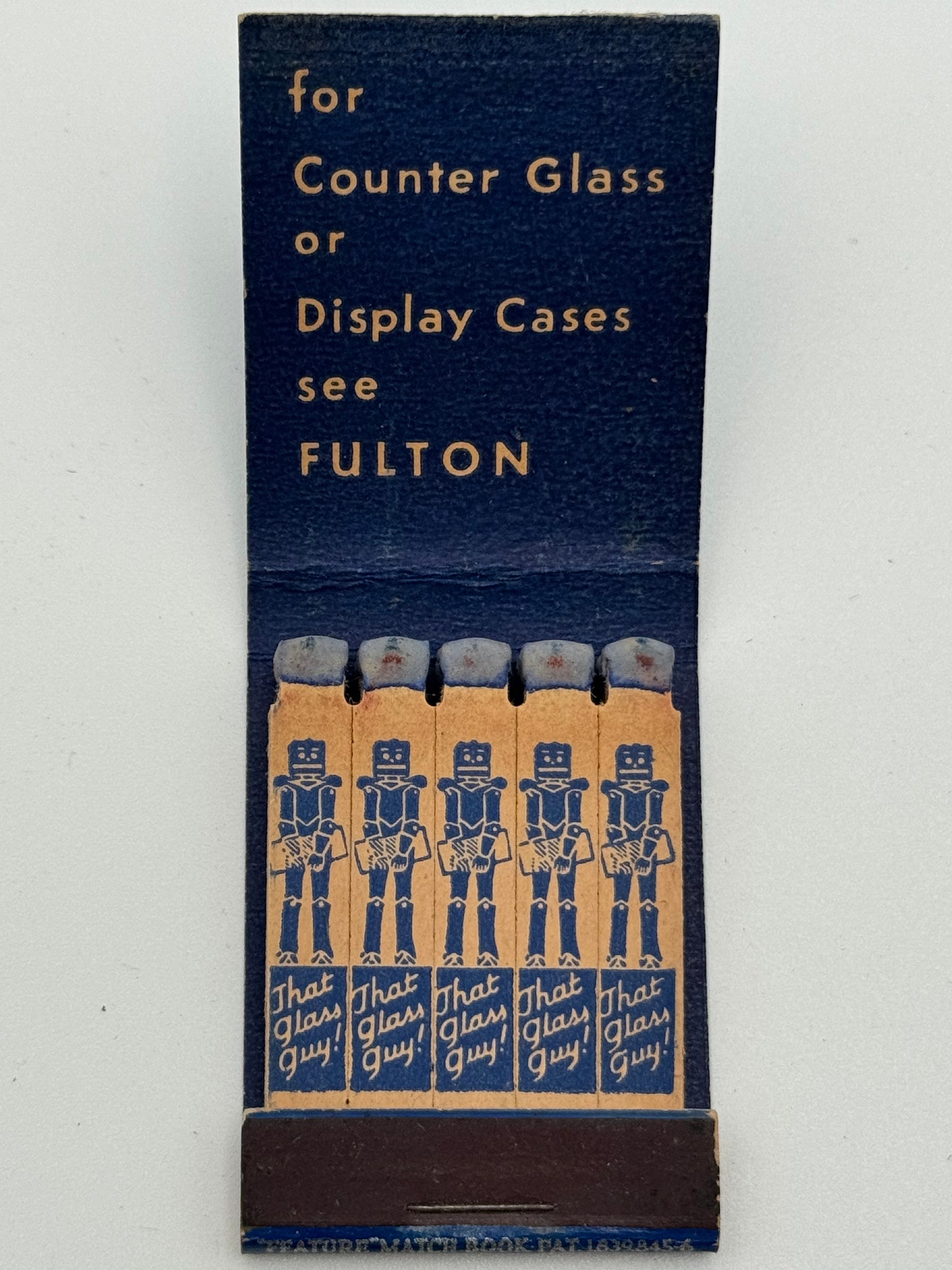 "The Fulton Glass Company Inc." Hartford City, IN Vintage Feature Matchbook -B