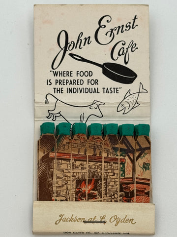 "John Ernst Cafe" Milwaukee, WI Vintage Feature Matchbook