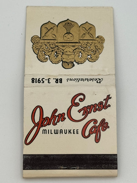 "John Ernst Cafe" Milwaukee, WI Vintage Feature Matchbook