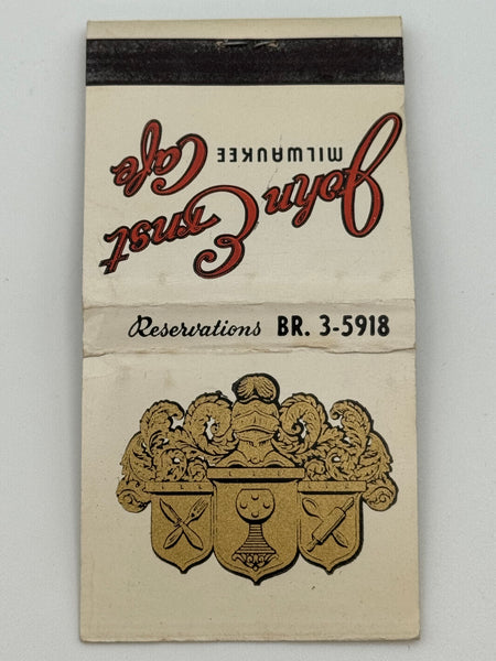 "John Ernst Cafe" Milwaukee, WI Vintage Feature Matchbook