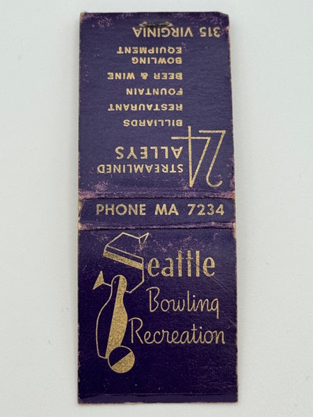 "Seattle Bowling Recreation" Seattle, WA Vintage Feature Matchbook -2