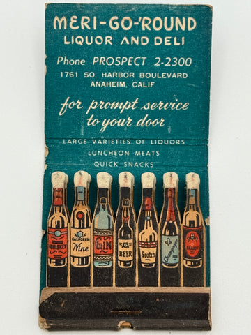 "Meri-Go-Round Liquor & Deli" Anahem, CA Vintage Feature Matchbook -2