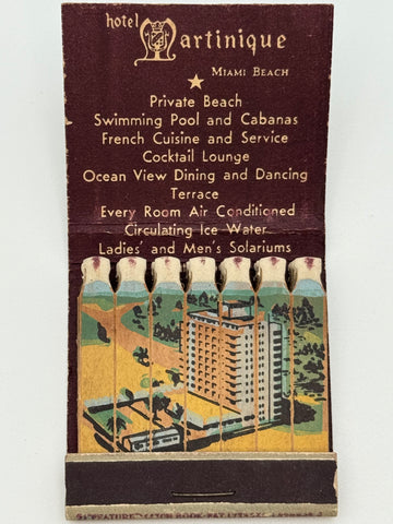 "Hotel Martíneique" Miami Beach, FL Vintage Feature Matchbook