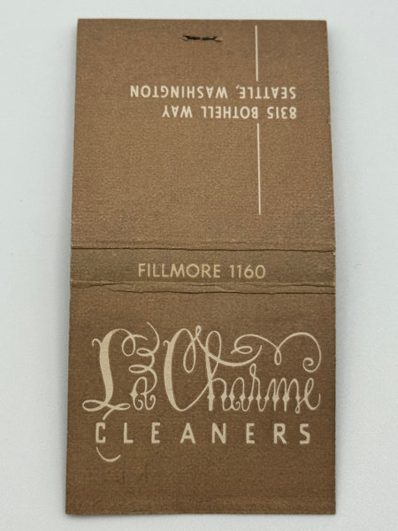 "La Charme Cleaners" Seattle, WA Vintage Feature Matchbook