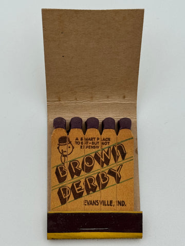 "Brown Derby" Evansville, IN Vintage Feature Matchbook