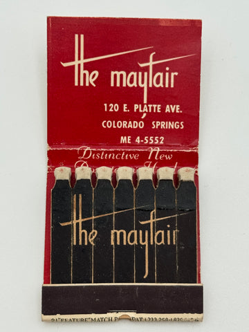 "The Mayfair" Colorado Springs, ME Vintage Feature Matchbook