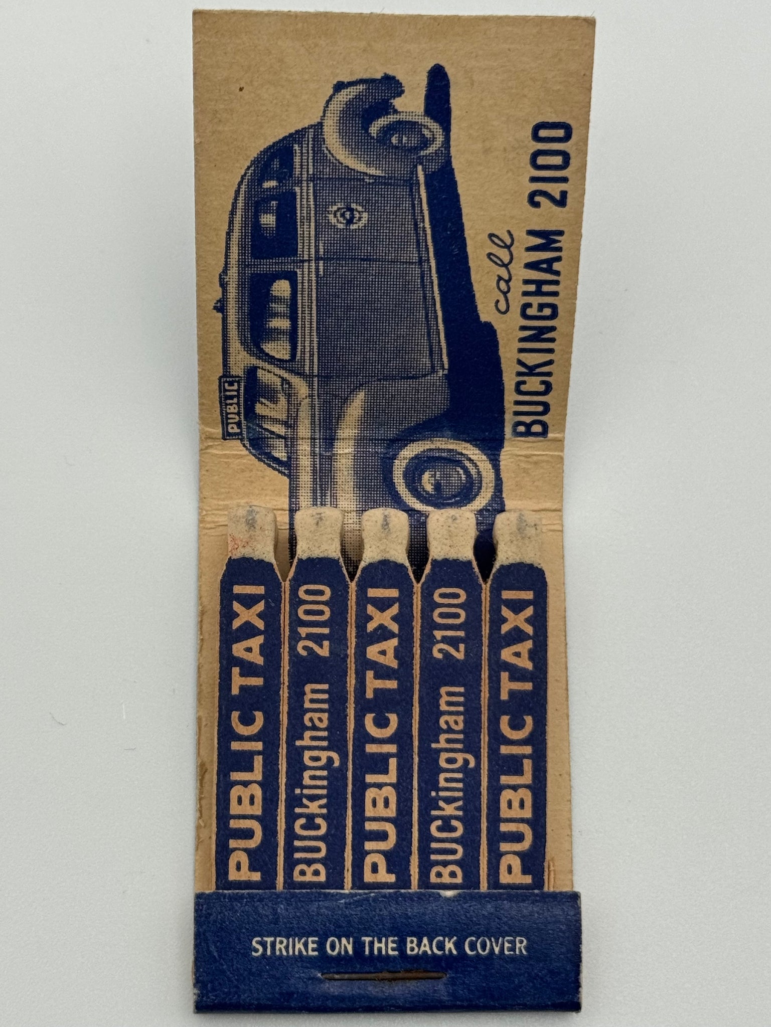 "Public Taxi Service Inc" Chicago, IL Vintage Feature Matchbook