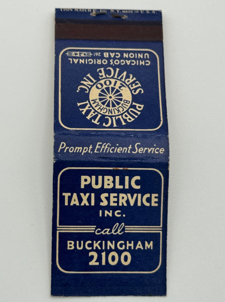 "Public Taxi Service Inc" Chicago, IL Vintage Feature Matchbook