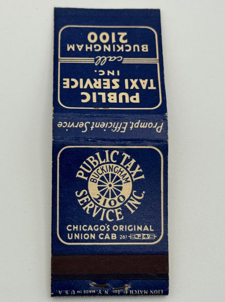 "Public Taxi Service Inc" Chicago, IL Vintage Feature Matchbook