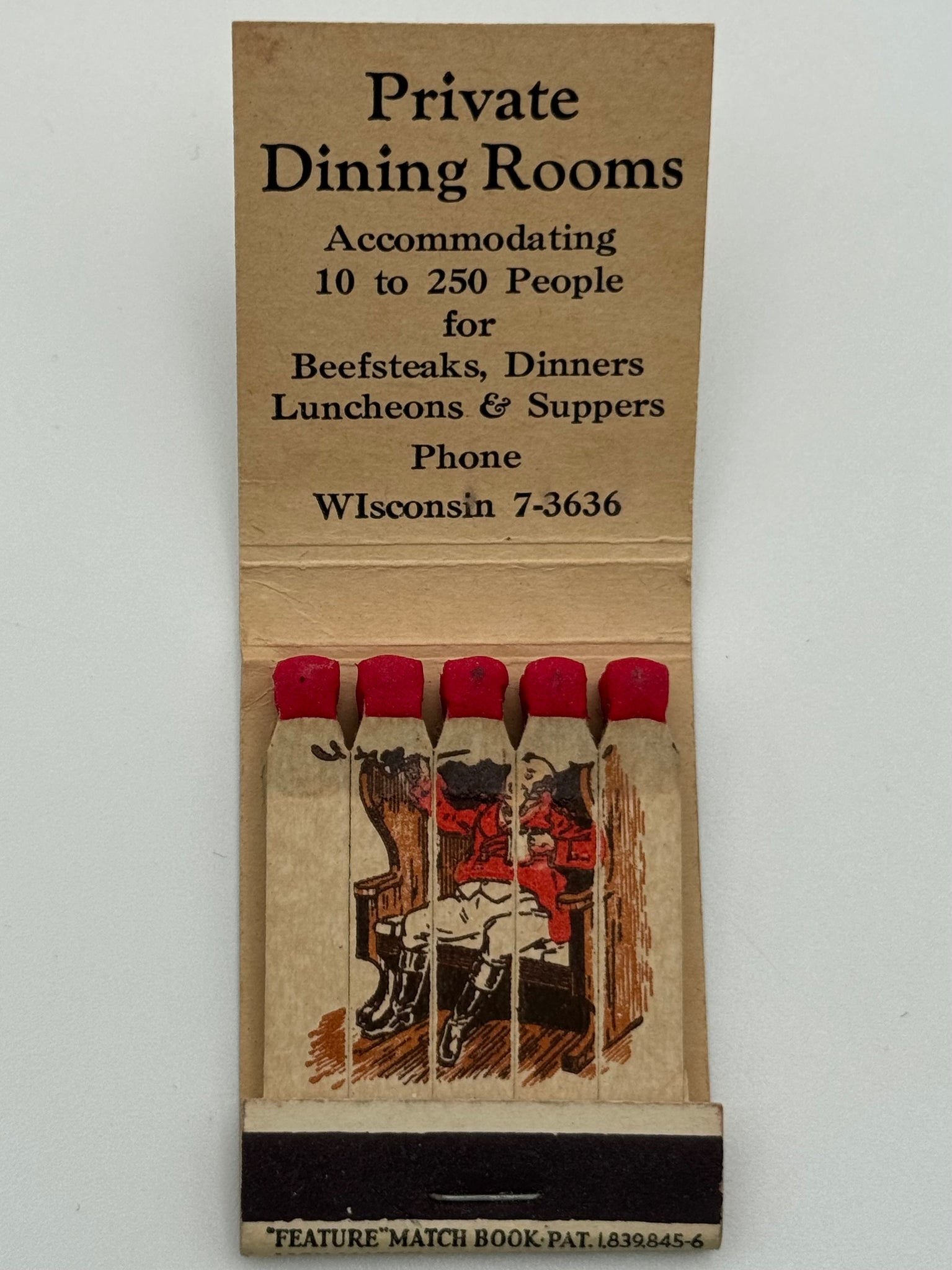 "Keen’s English Chop House" New York, NY Vintage Feature Matchbook