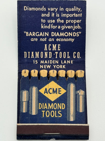 "Acme Diamond Tool Co." New York, NY Vintage Feature Matchbook