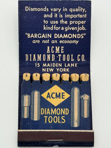 "Acme Diamond Tool Co." New York, NY Vintage Feature Matchbook