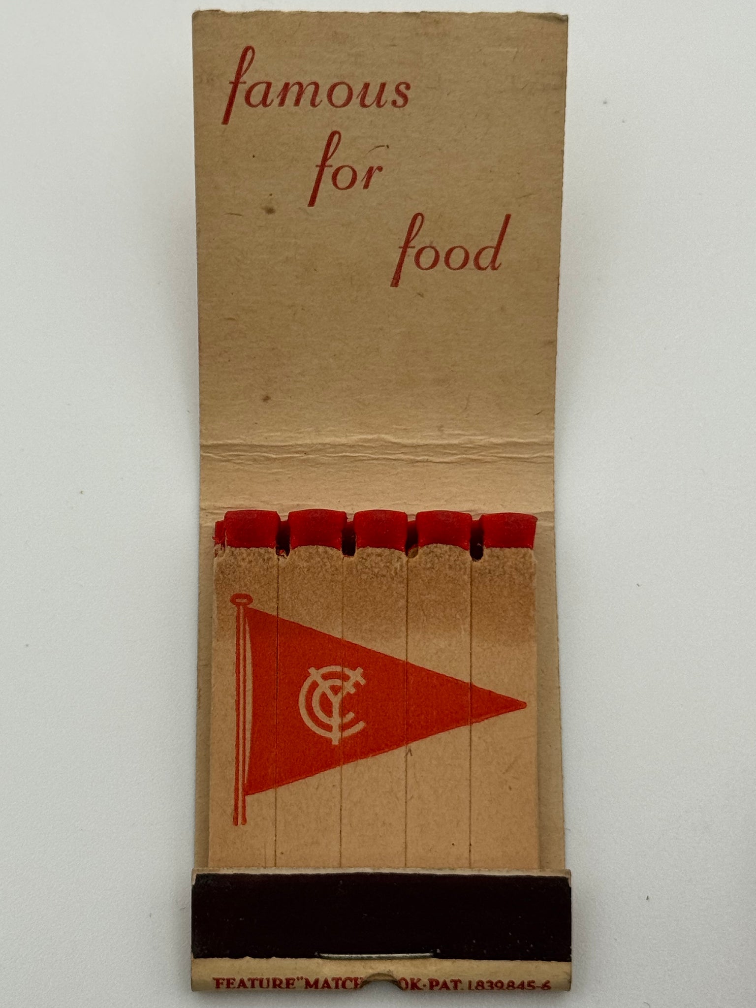 "Columbia Yacht Club" Vintage Feature Matchbook