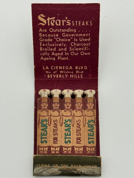 "Stear's" Beverly Hills, CA Vintage Feature Matchbook