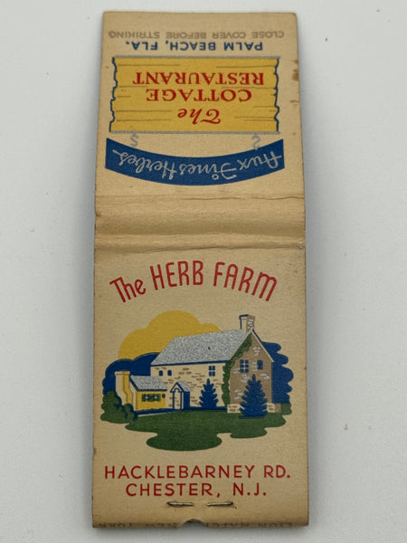 "The Herb Farm" Chester, NJ Vintage Feature Matchbook