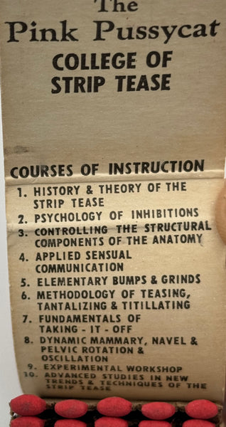 "The Pink Pussycat" Hollywood, CA Vintage Feature Matchbook